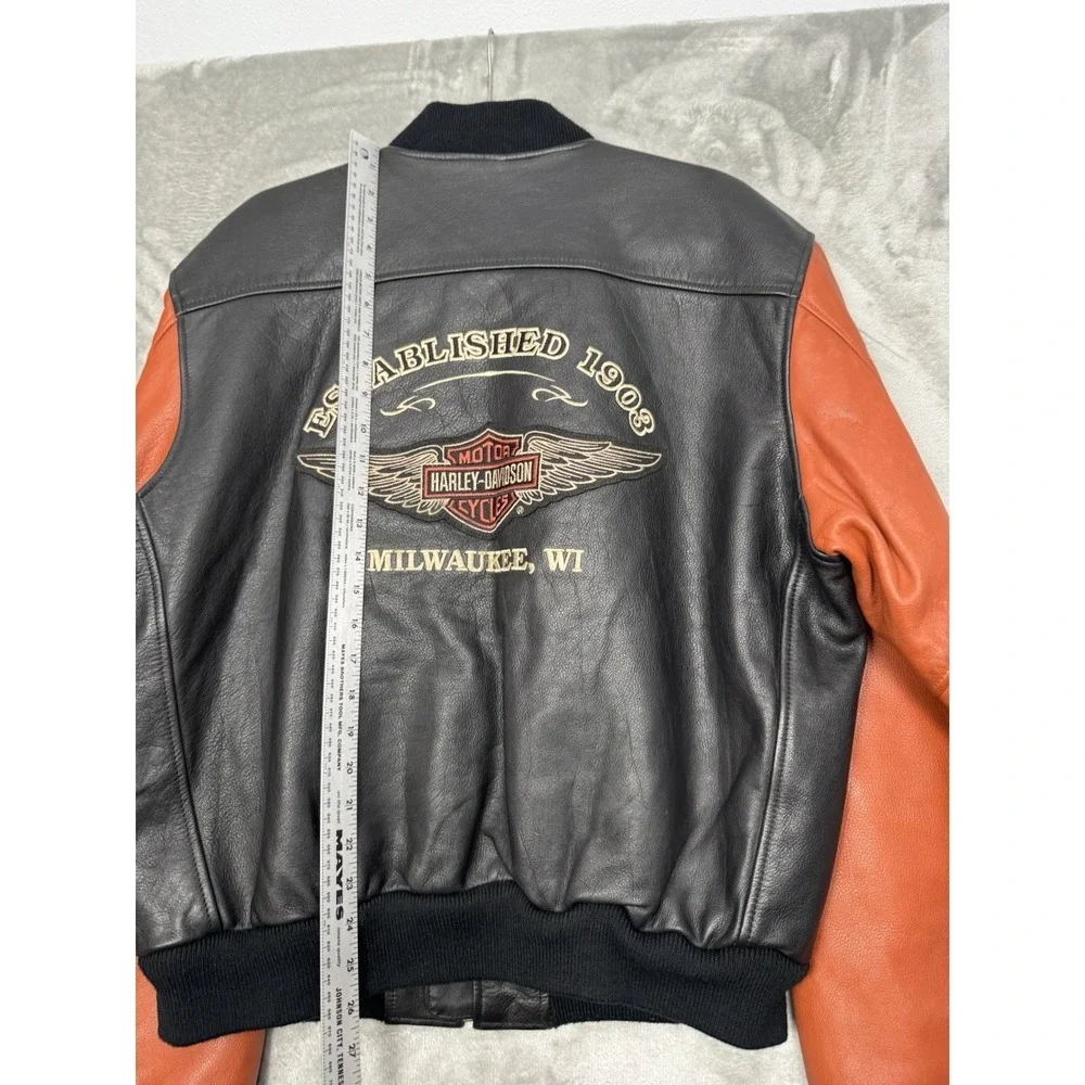 Vintage Harley Davidson Jacket Mens Medium Leather Bomber Milwaukee Biker Logo